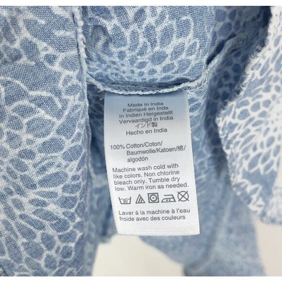 J. Crew Printed Chambray Ruffle Faux-Wrap Dress - Picture 8 of 8